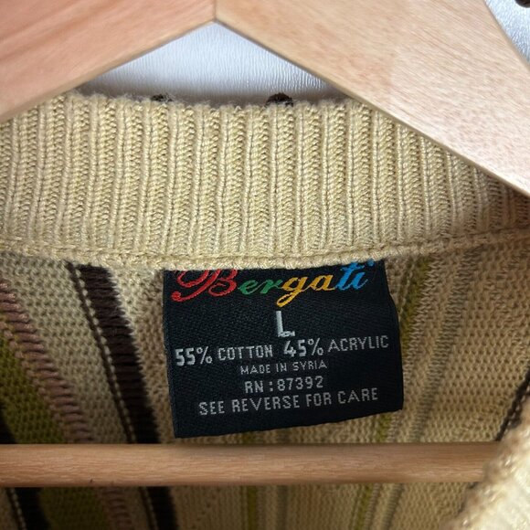 Bergati 3D Knit Chunky Sweater Size Large Yellow Gold COOGI STYLE Brown Hip Hop - Picture 7 of 8